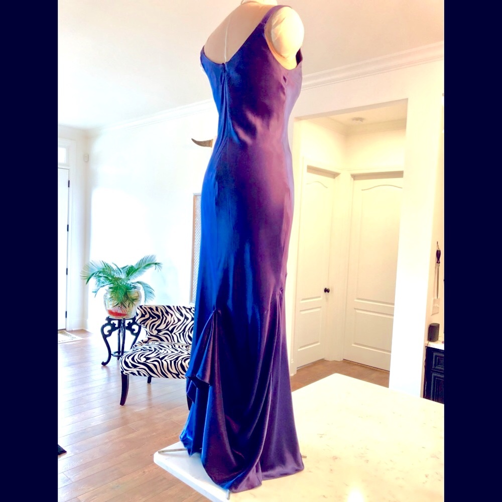Nieman Marcus ABS Allen Schwartz EXC Y2K/20s 30s Sapphire bias cut gown Size 6 - Picture 6 of 15